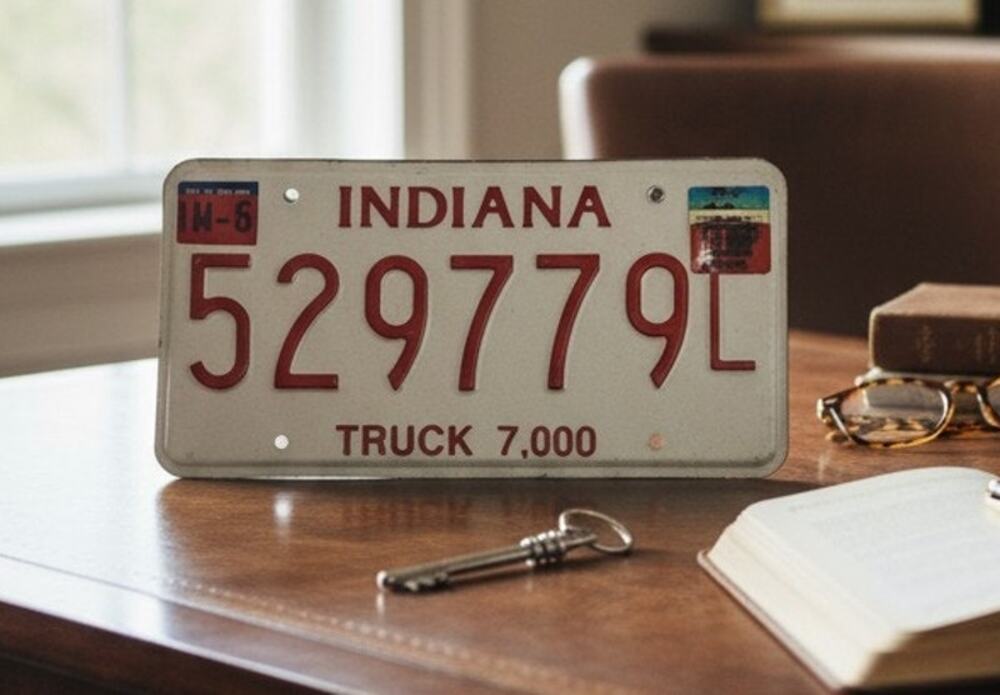 Indiana Truck 7,000 lb 2015 License Plate 529779L Original Tag